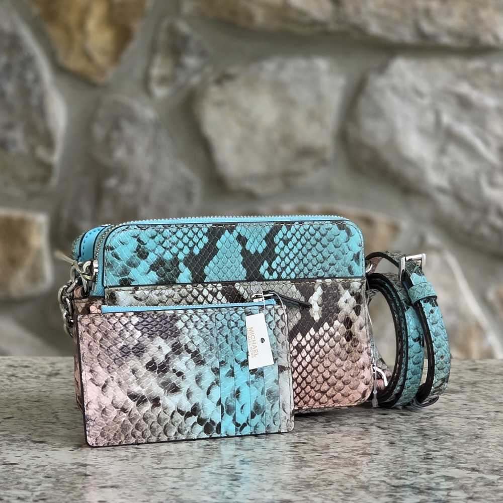 Michael Kors Jet Set Small Ombré Blue Crossbody SET - Picture 3 of 10